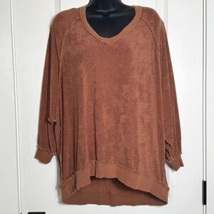 Free People Take It Off Cozy Terrycloth Pullover Sweatshirt Top XS